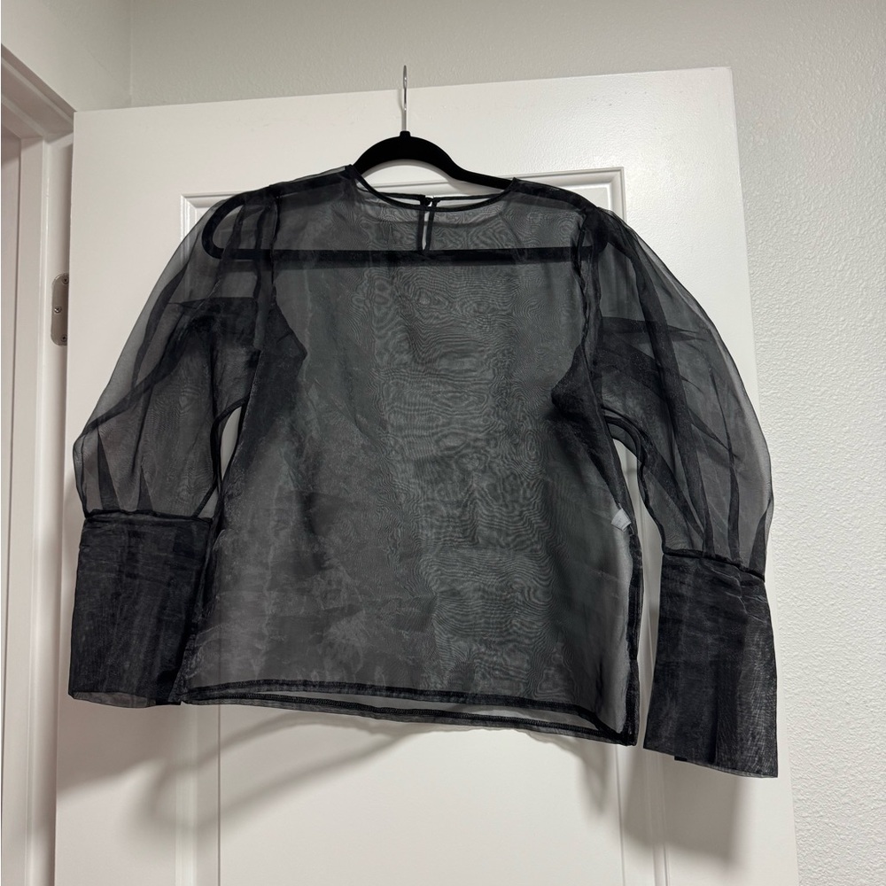 OAK + FORT Sheer Black Top